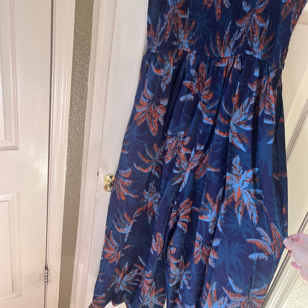 NWT Torrid Navy and Orange Leaf Print Jumpsuit - Picture 8 of 10